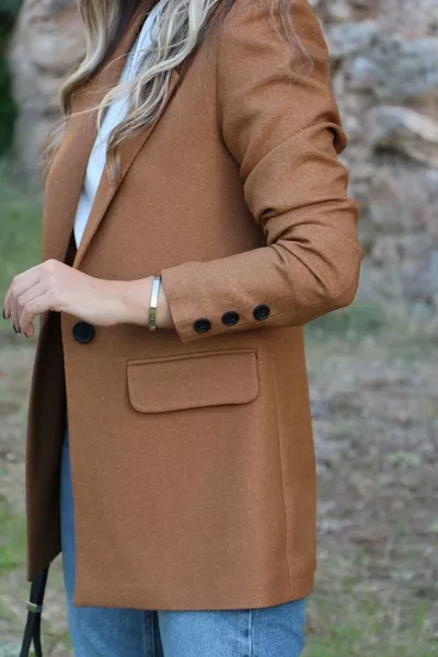 Coffee Wool Effect Blazer