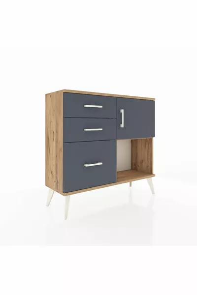 Arges Dressoir Enkel Rek 3 Laden Enkel Deur Den-Antraciet