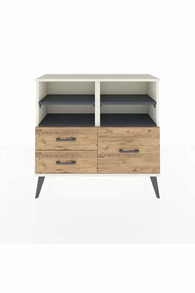 Arges Dressoir 4 Planken 3 Lades Natuursteen-Antraciet/Den