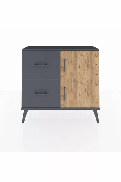 Arges Dressoir Enkel Plank 2 Lade 2 Deur Antraciet-dennen/Antraciet