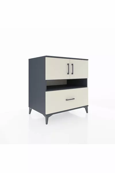 Kronos Comò 3 Ripiani con 1 Cassetto e 2 Ante Antracite-Ghiaia