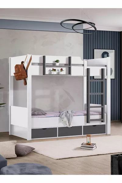 Кровать-чердак Ranza, двухъярусная кровать Asya с выдвижным ящиком