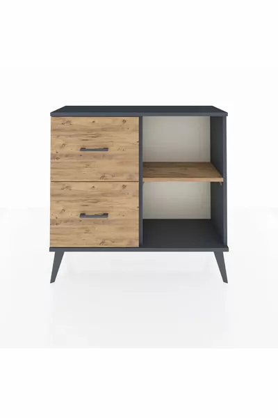 Arges Kast Enkel Rek 2 Lades Antraciet-Ceder