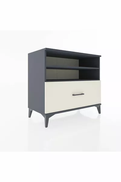 Хиперион скрин с 2 рафта и 1 чекмедже, антрацит-черен пясъчен