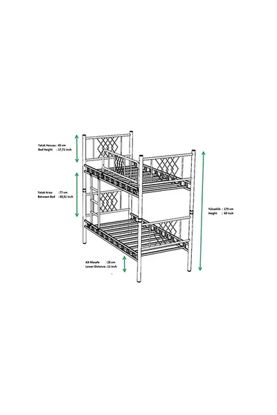 DZGN HOME METIS YOUTH AND CHILD BEDROOM METAL BUNK BED AND BED FRAME - x CM