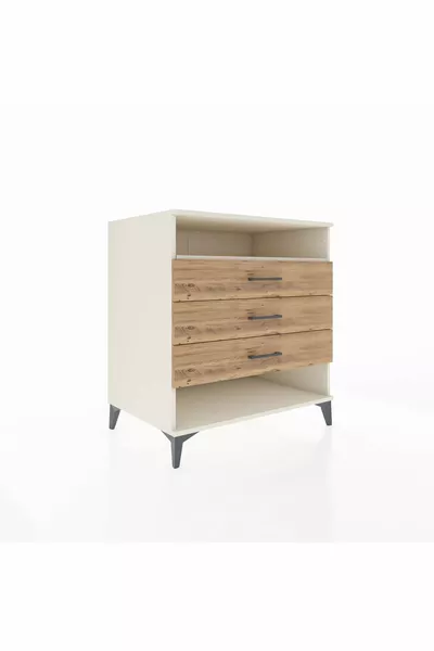 Комод Kronos с одной полкой и тремя ящиками, Лунный камень-сосна