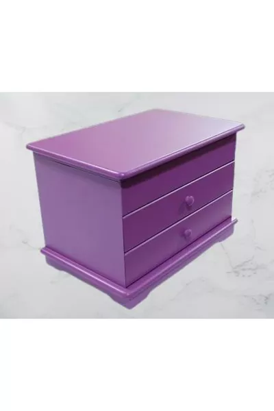 Hobi ERDL Jewelry Makeup Dresser 2-Drawer Mirror Shiny PURPLE Wooden MDF Handmade