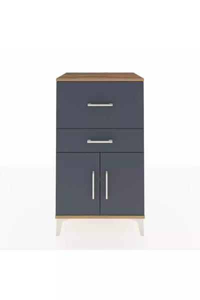 Hyperion Nachtkastje met één plank, 2 lades en 2 deuren, dennen-antraciet