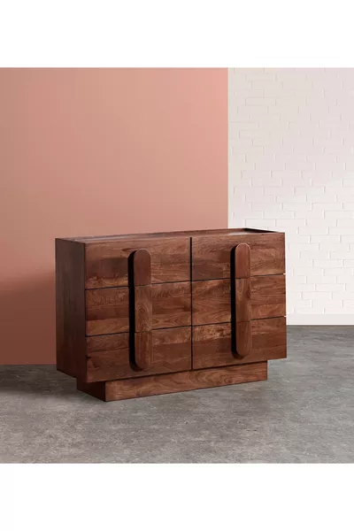 Роло масив тъмен орех скрин с 6 чекмеджета