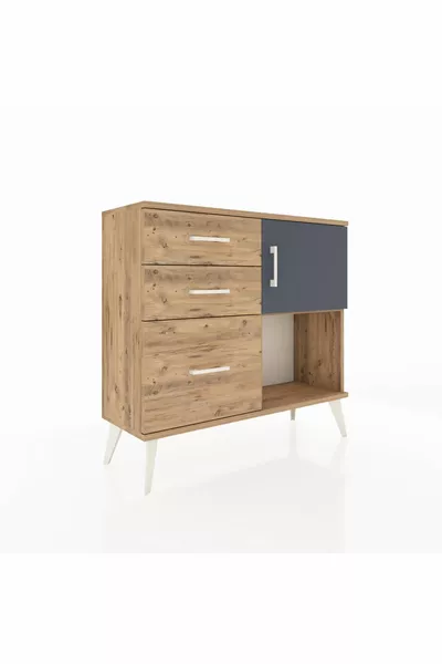 خزانة أرجس رف واحد 3 أدراج و باب واحد شجر الصنوبر - أنترسيت/صنوبر