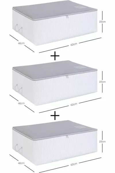 Home Textile 3-Piece Large Gray Stuff & Things Underbed Storage Set