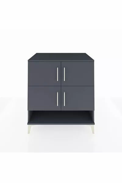 خزانة كرونوس بأربعة أرفف وأربعة أبواب، أنثراسيت-أنثراسيت