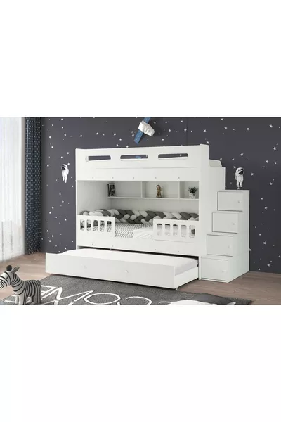 سرير متعدد الطوابق بيرلين بدعم فولاذي مصنوعة من MDF  %