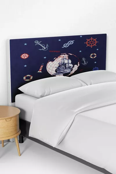 Housse de tête de lit avec motif de marin bleu foncé pour chambre d'enfant