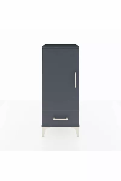 أرجيس كومودين بثلاثة رفوف، درج واحد وباب واحد، لون أنثراسيت