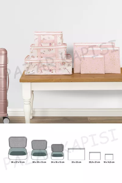 Baby Lüks 6 предметов органайзер для чемодана, путешествия, больничная сумка, розовый