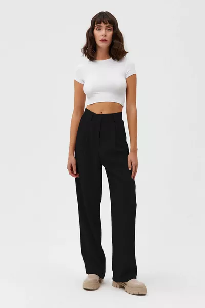 بنطلون بالازو واسع الأرجل عالي الخصر