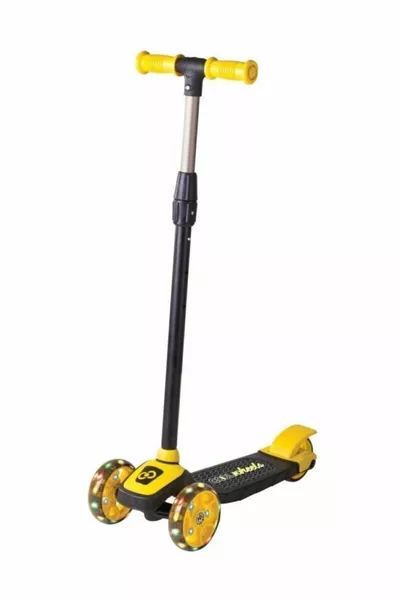 Unisex Kids Yellow Cool Wheels LED Light 3-Wheel Adjustable Height Twist Scooter