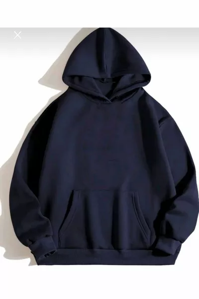 هودي سويت شيرت واسع بدون طبعة للجنسين