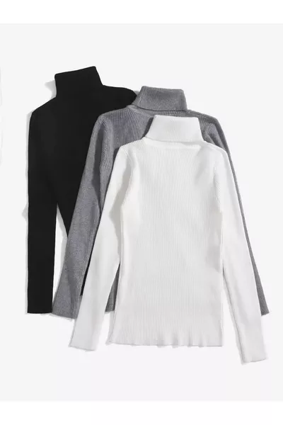 Unisex Cotton Turtleneck Slim Fit Ribbed Mock Neck Fleece Sweater