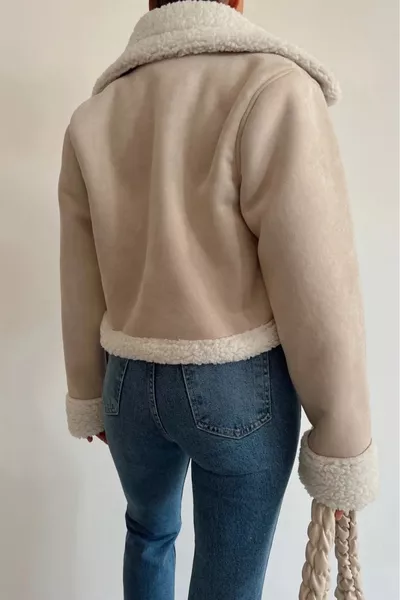 معطف قصير من الجلد المدبوغ المستورد