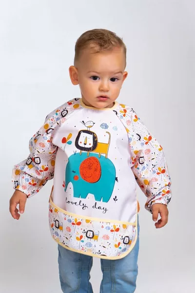 مريلة رضاعة للأطفال بأكمام طويلة