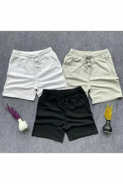 Herren T-Shirt 3er Pack gestreifte Bermuda-Shorts