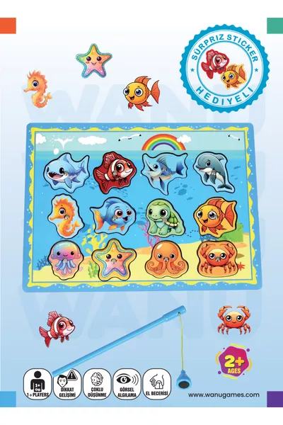 لعبة صيد الأسماك بمغناطيس من خشب بامبام