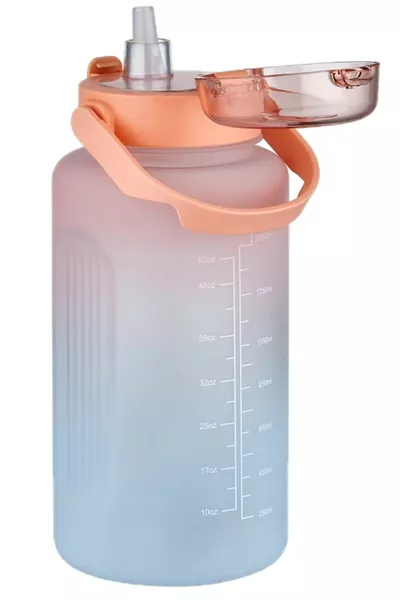 Large Size 2 Litre with/without Straw Dual Color Softtouch Motivational Water Bottle