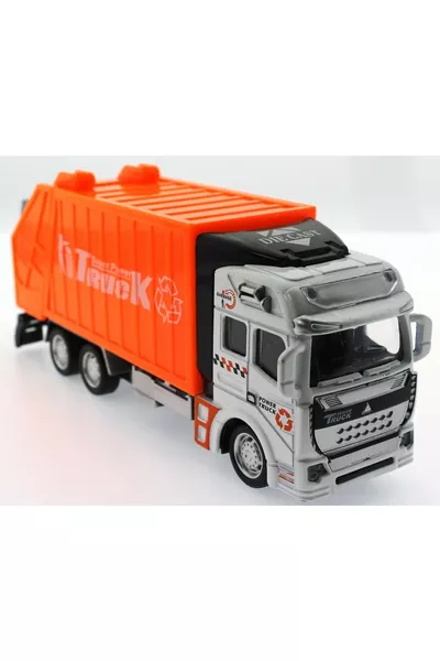 Camion poubelle orange à tirer