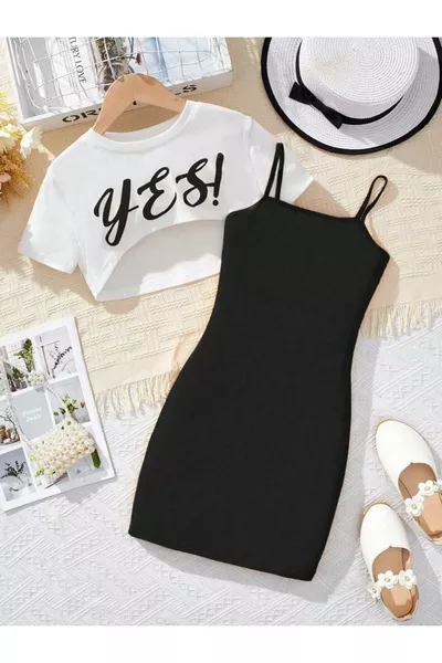 فستان قصير مطبوع للبنات