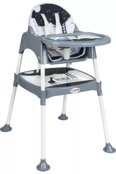 & Mama Star Stoel met Speelfunctie en Verstelbare Tray Grijs 3-in-1