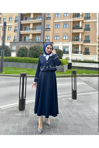 Nakış Detaylı Etek Ceket Takım