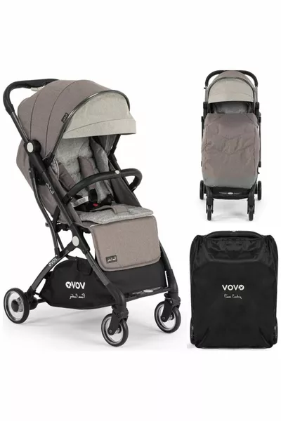 Vovo Cabin Stroller for Baby Boy Gray