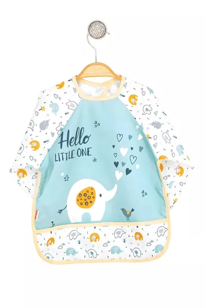 Bavaglino impermeabile a maniche lunghe con motivo di elefantino per la pappa e le attività