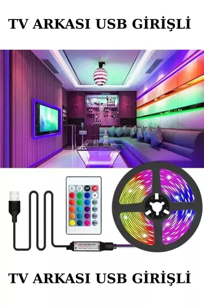 3-Color RGB LED Strip with Remote Control, 5 Meters, USB Input for Behind TV