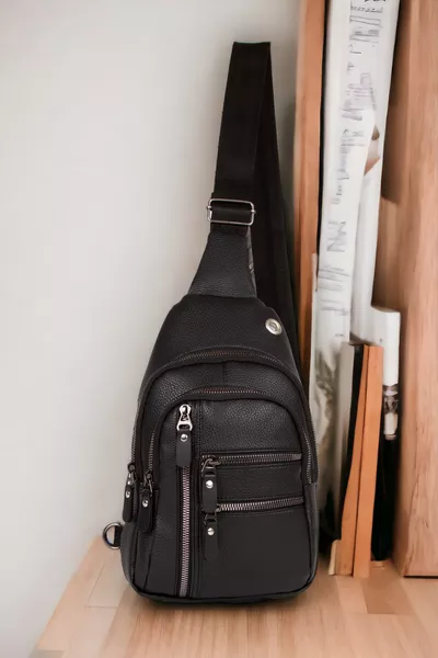 Unisex Vegan Leather, Waterproof, Crossbody Bag, Body Bag, Free Bag Black Color, Daily, Sports