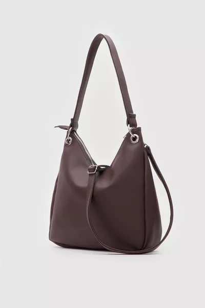 حقيبة فاليري البيضاوية للكتف باللون البني الداكن