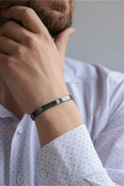 سوار حجر الهيماتيت الطبيعي بلون الدخان