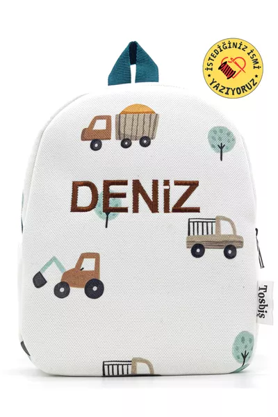 [ نكتب الاسم الذي تريده ] حقيبة ظهر للأطفال من عمر 0-8 سنوات بطابع الشاحنات، حقيبة لرياض الأطفال ومرحلة ما قبل المدرسة