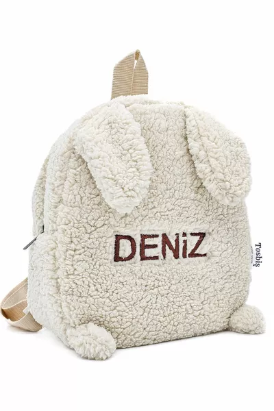 [ Wir schreiben den Namen, den Sie möchten ] Kaninchen Creme 0 - 8 Jahre Kindergarten Kinderkrippe Schule / Rucksack Plüsch