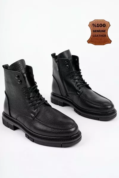 داروين حذاء رجالي كاجوال شتوي بضمان، من الجلد الطبيعي بسحّاب ورباط، نعل خفيف ومريح