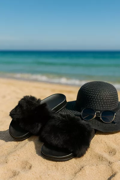 Tüylü Kadın Terlik Anatomik Taban Dış Mekan Ev Içi Çeyiz Misafir Terliği