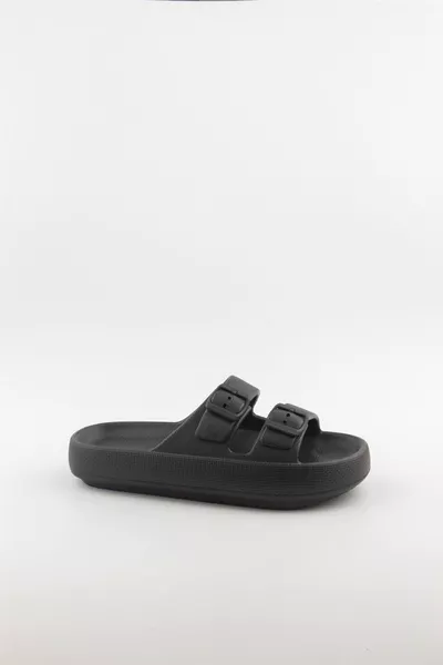 Sandales d'été pour femmes à plateforme avec double boucle en EVA - Noir