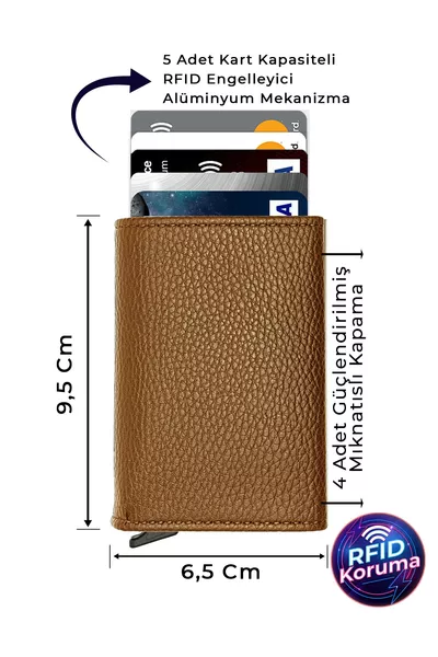 Мужской кошелек с отделениями для карт и автоматическим механизмом, цвет табак