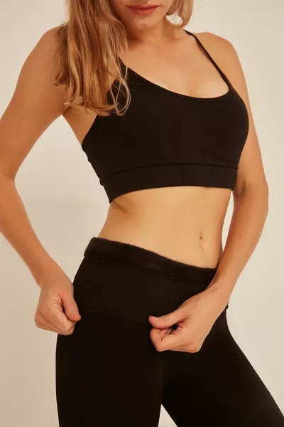 Legging en peluche thermique femme noir