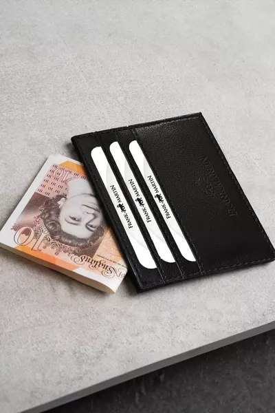 Originele Doos Unisex Slim Lederen Dun Model Creditcard & Visitekaarthouder Zwart