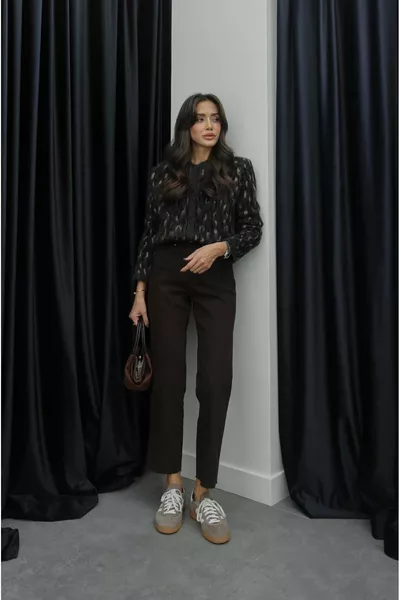 Dark Brown Hair Fit Cropped Hem Jeans