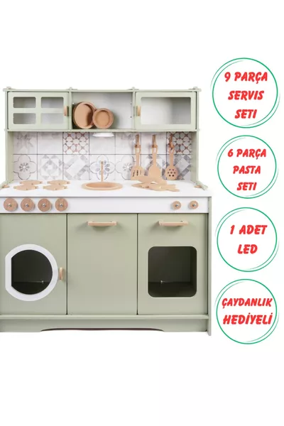 Wooden Toy Pink Cake Set with Teapot Gift