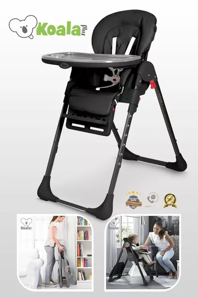 Бебешки стол за хранене Koala, маса за допълнителни храни, сгъваем, преносим, лесен за монтаж, с 5-точков колан